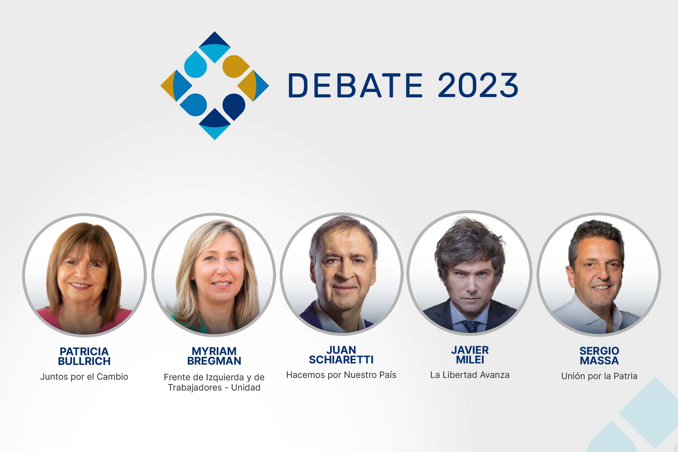 Los candidatos que participaron del primer debate presidencial en 2023