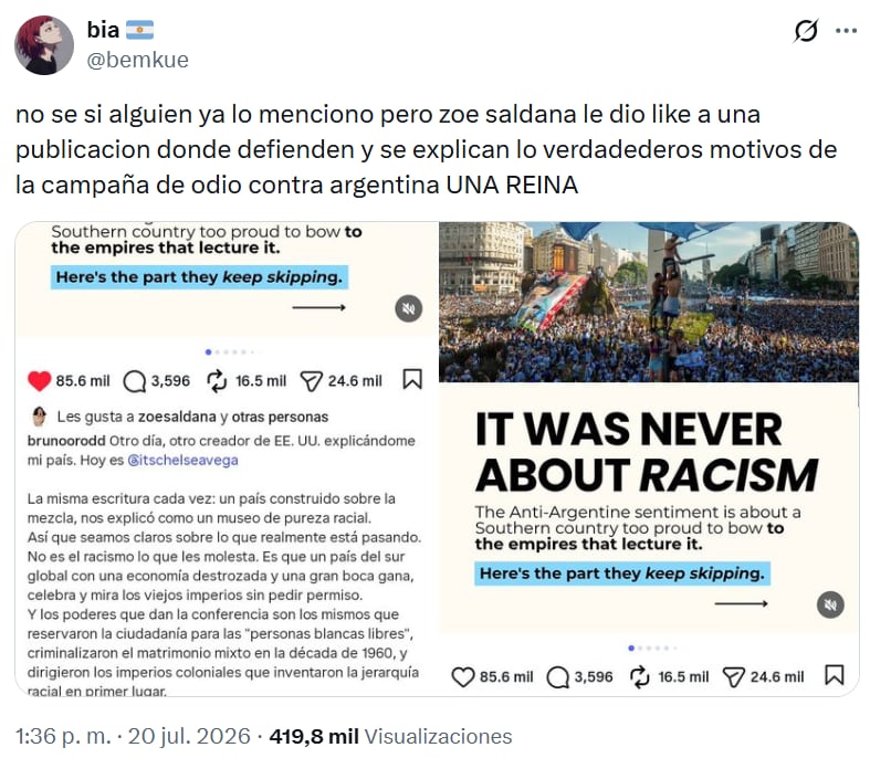 Zoe Saldaña y el