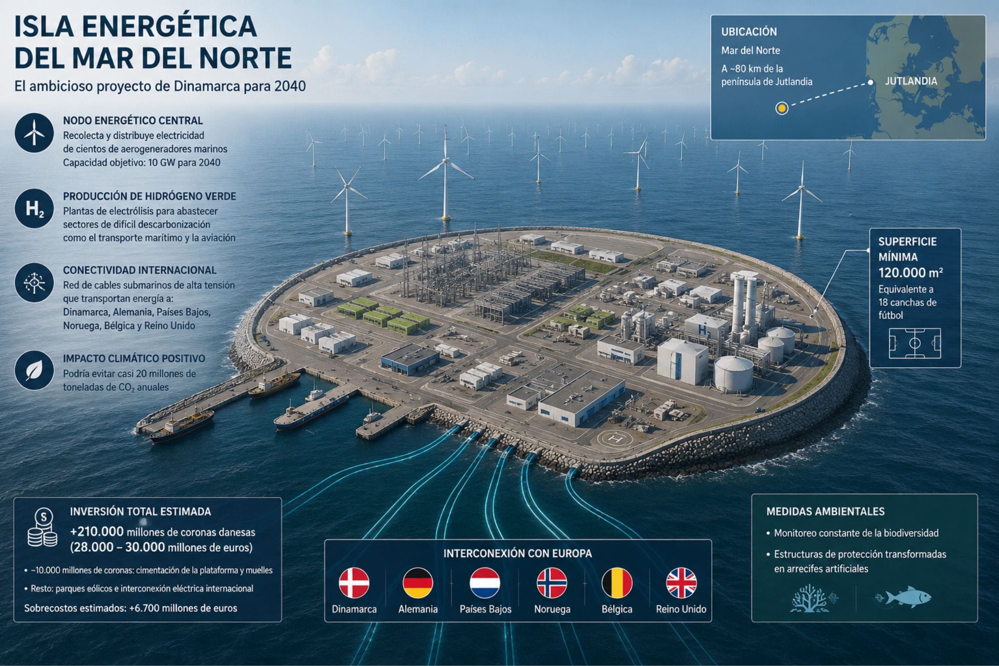 La función que cumplirá la isla artificial proyectada por Dinamarca
