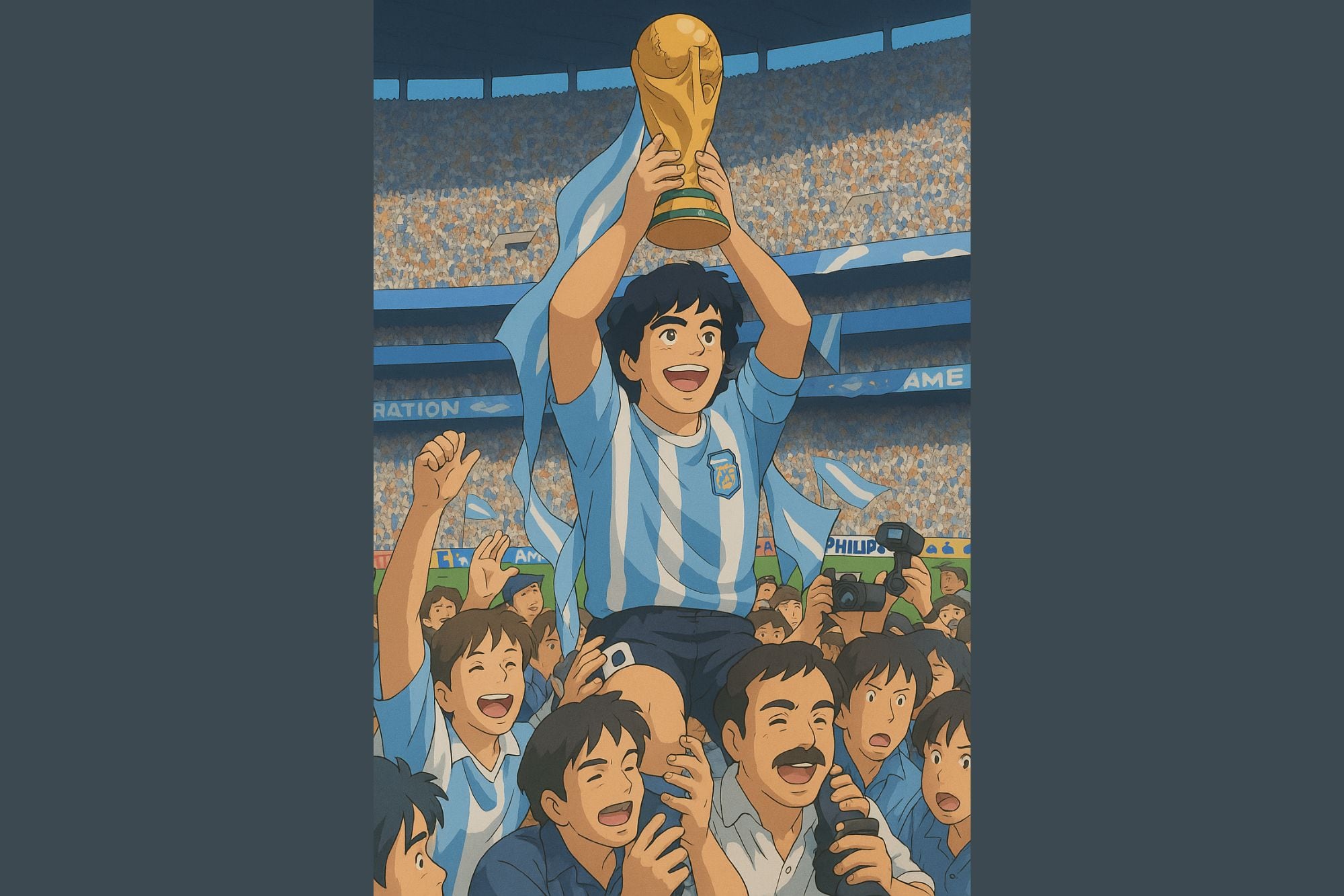 Diego Maradona con la copa del mundo en el