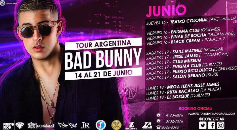 La gira del cantante por varios boliches de Buenos Aires en 2017
