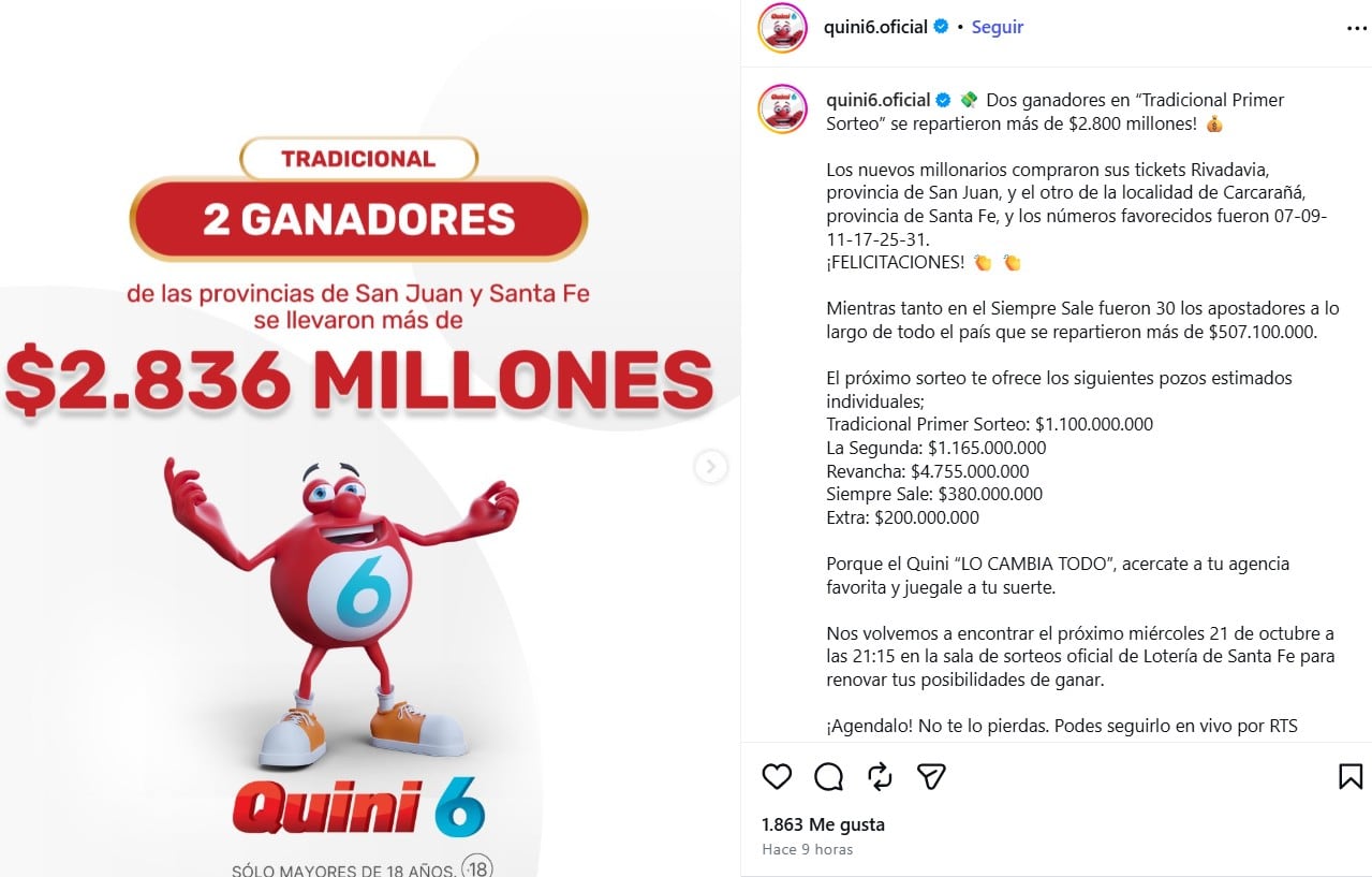 Los ganadores del Quini 6