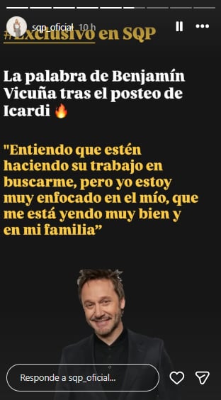 Benjamín Vicuña rompió el silencio tras el escándalo con Mauro Icardi (Foto: Instagram @sqp_oficial)