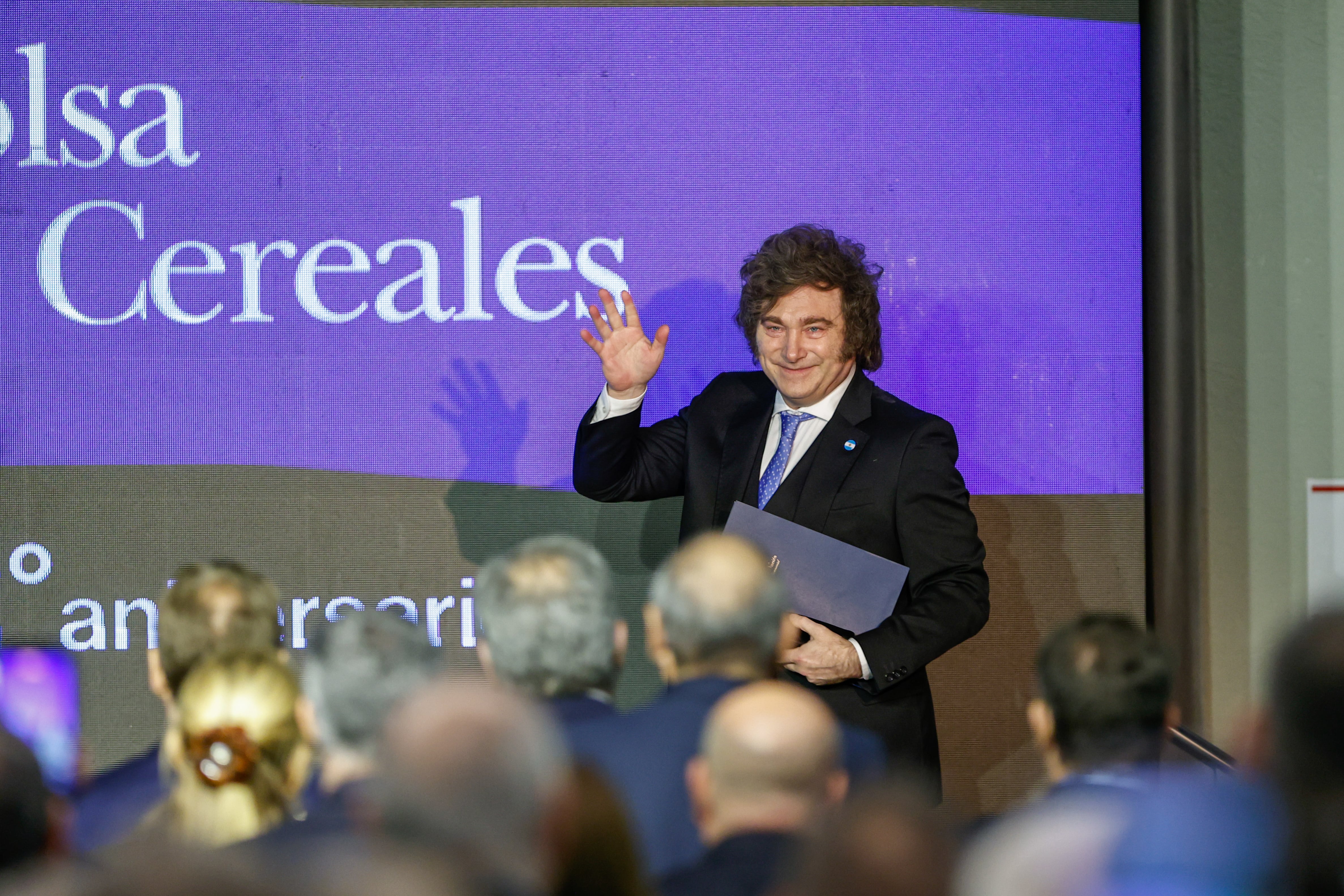 Buenos Aires 21may26. Aniversario de la Bolsa de Cereales de Buenos Aires, con la presencia de Javier Milei.