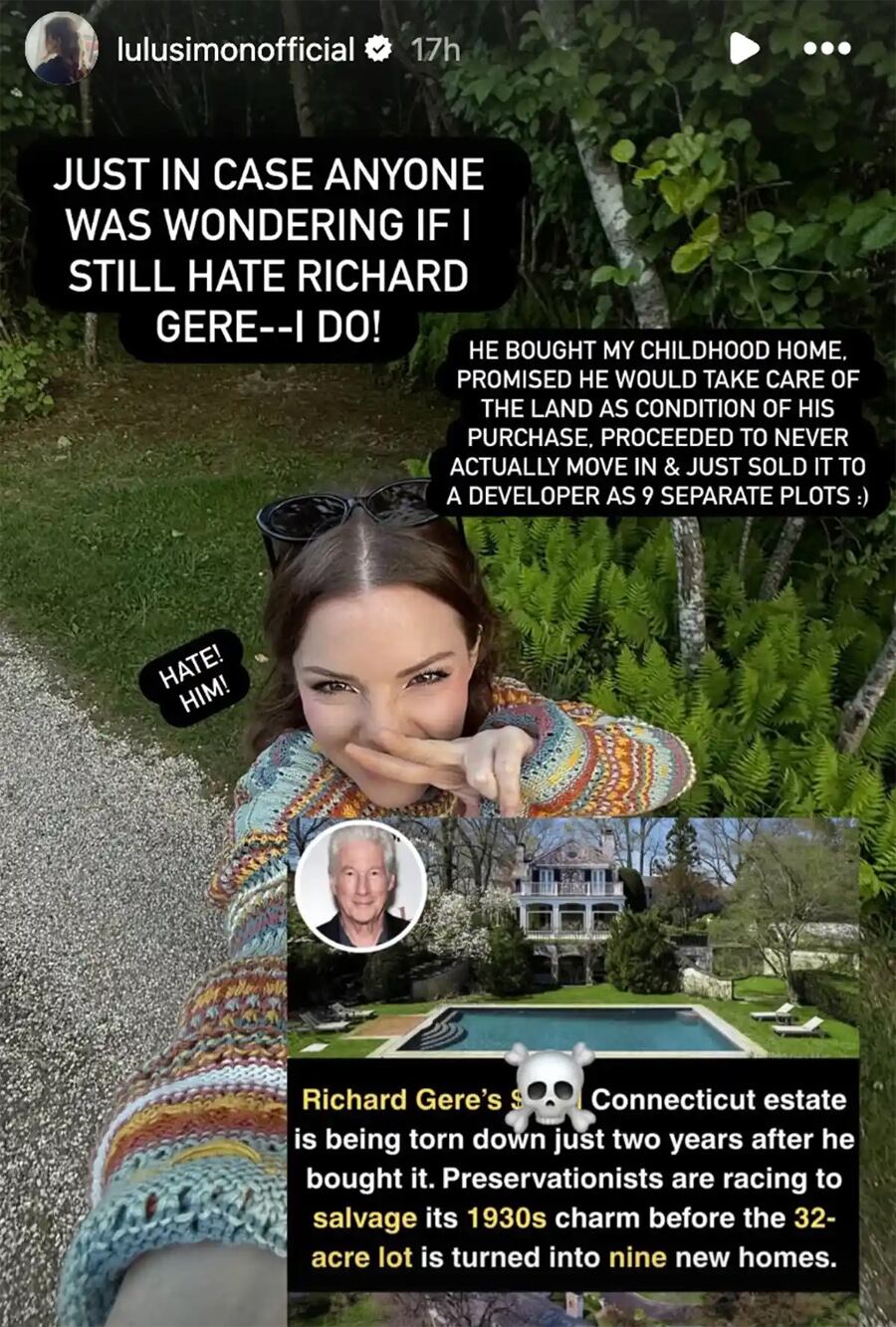 Los posteos de Lulu Simon contra Richard Gere