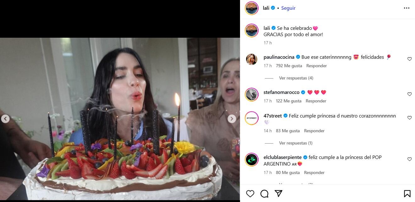 El posteo de Lali Espósito por la llegada de sus 34
