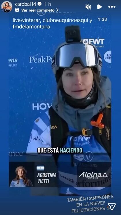 Carolina Baldini elogió a la deportista argentina