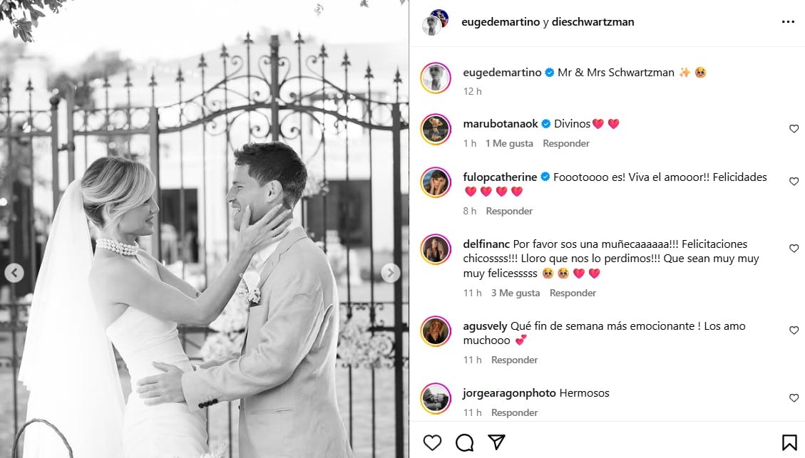 El posteo de Instagram de Peque Schwartzman y Eugenia de Martino