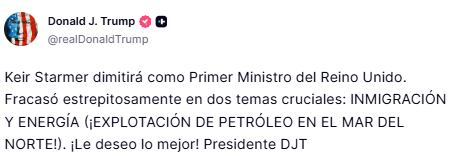 La publicación de Donald Trump