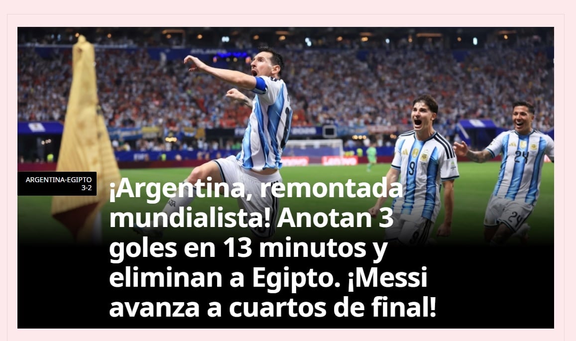 Messi en la home de La Gazzetta dello Sport