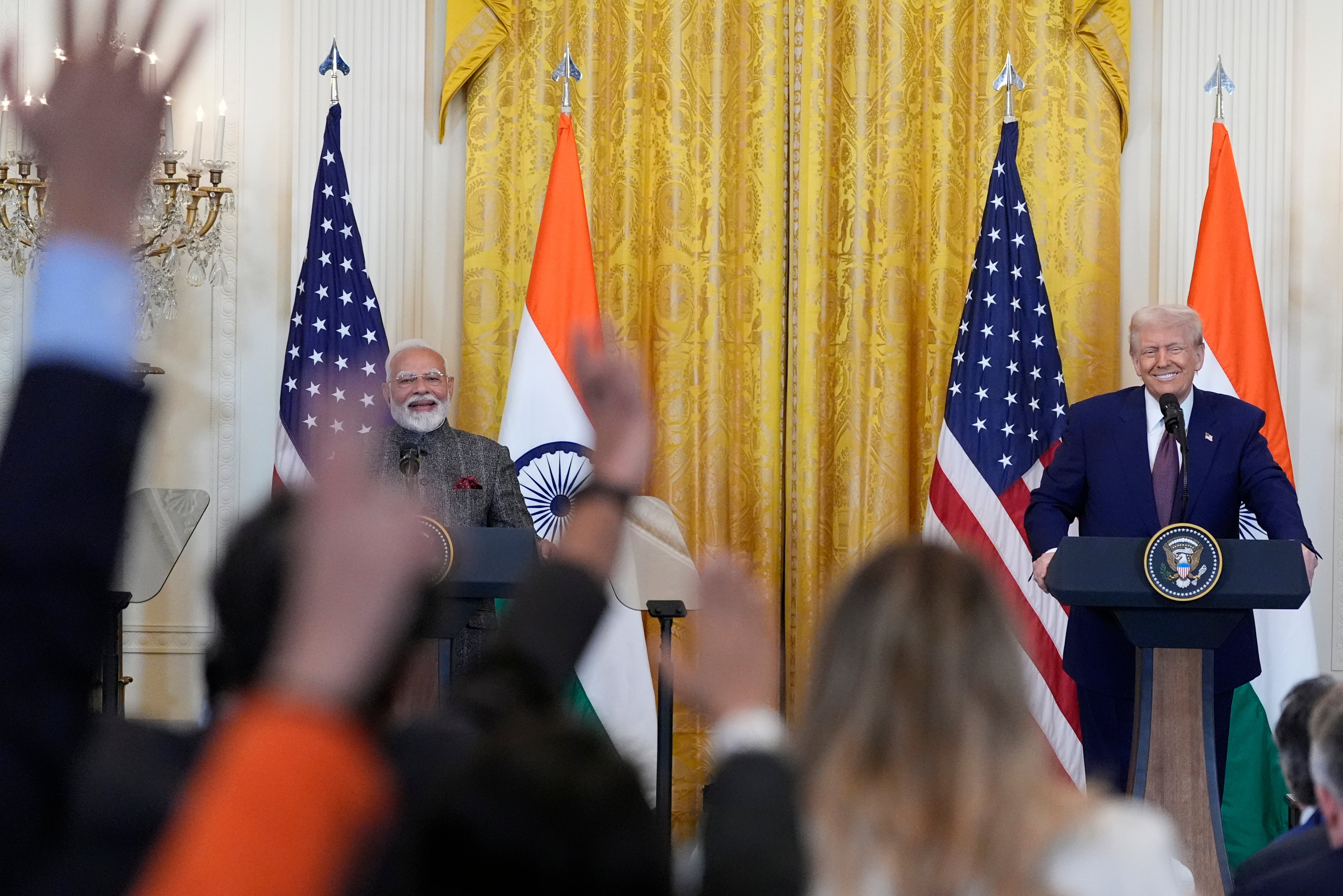 Una conferencia de prensa con el presidente estadounidense Donald Trump y el primer ministro de la India, Narendra Modi, en la Sala Este de la Casa Blanca