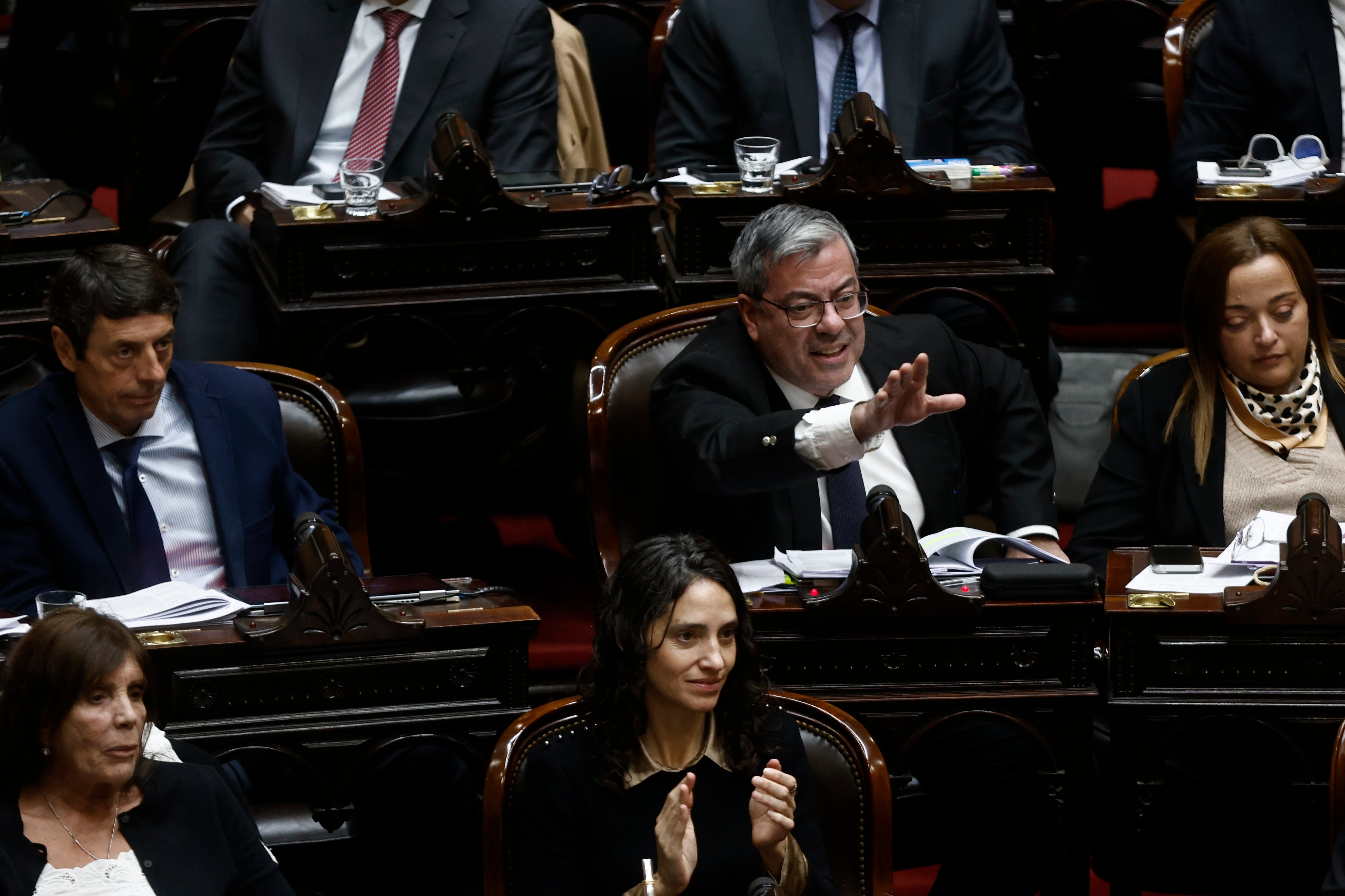 La intervención del jefe del bloque peronista, Germán Martínez