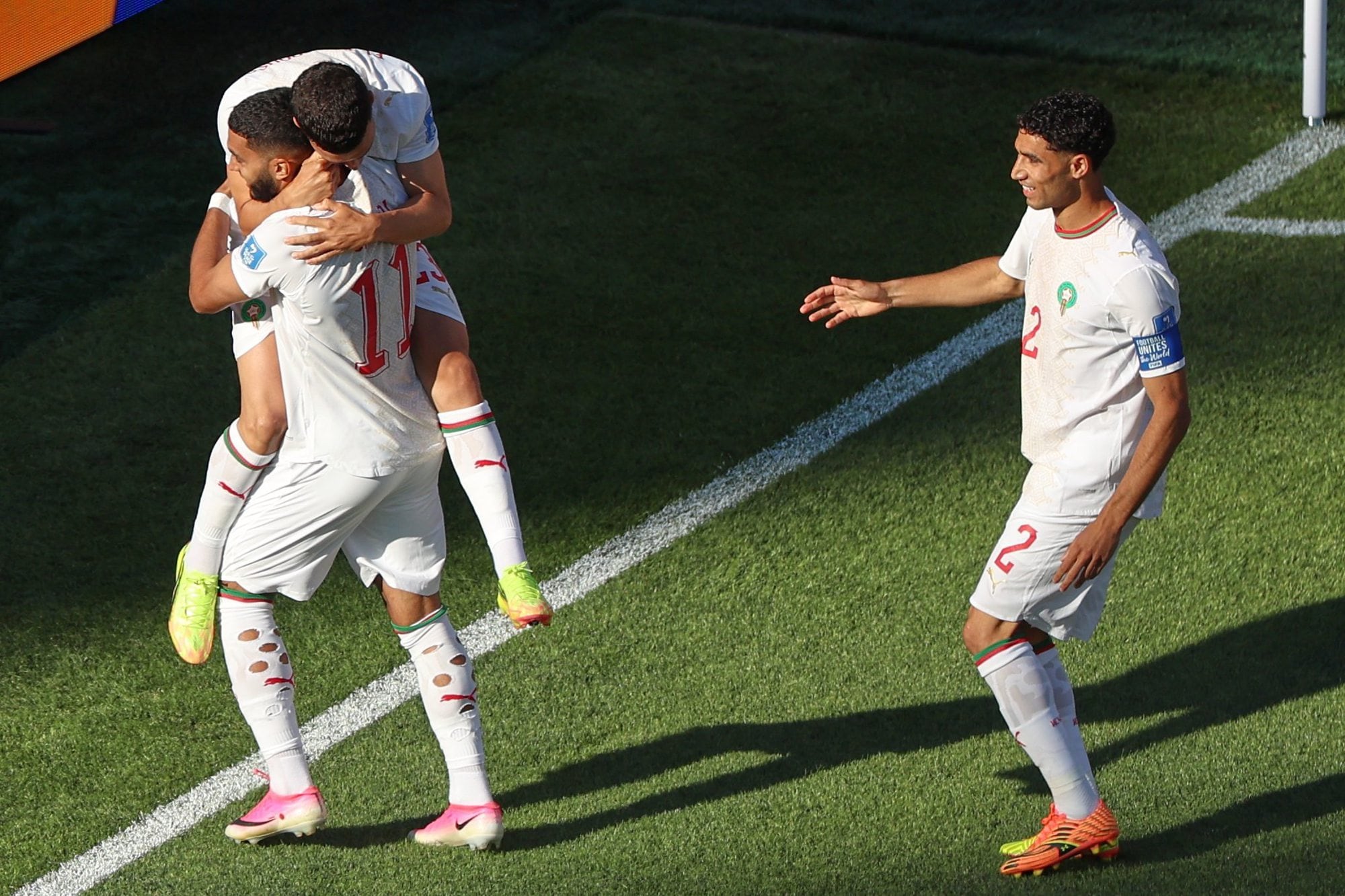 Ismael Saibari (11) marcó el gol del triunfo para Marruecos ante Escocia, en la segunda fecha del grupo C