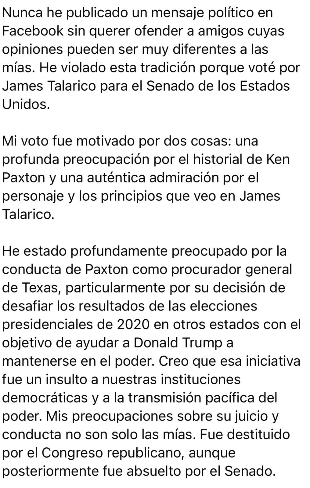El mensaje de Neil Bush en redes sociales
