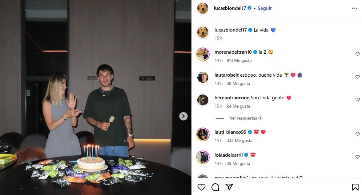El posteo de Lucas Blondel por su cumpleaños