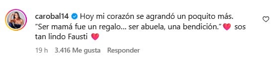 La mención de Carolina Baldini al posteo de Eva Bargiela y Gianluca Simeone