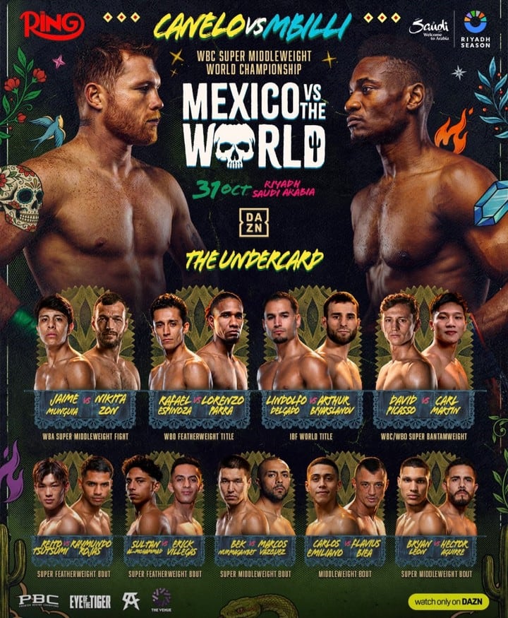 La cartelera completa de la velada boxística entre México y Resto del Mundo