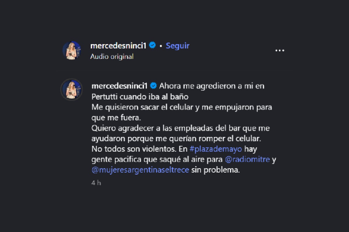 La publicación de Mercedes Ninci en Instagram