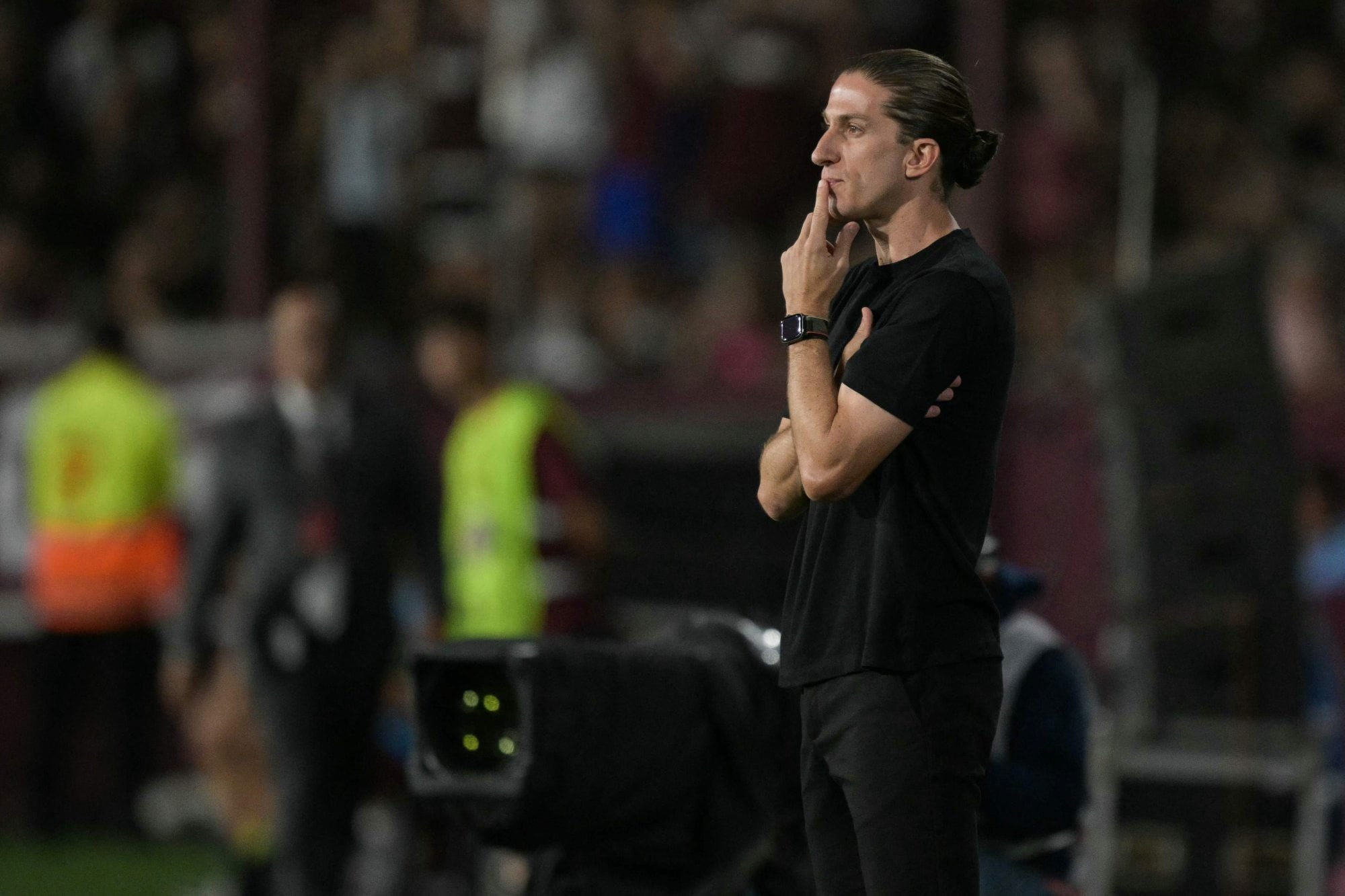 Filipe Luís, durante el partido entre Flamengo y Lanús