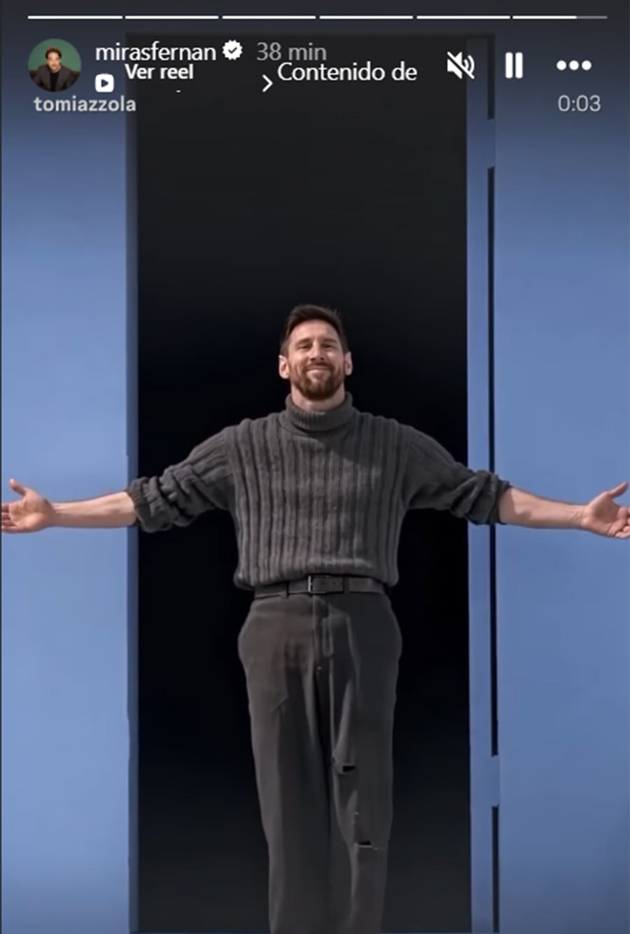 Fernán Mirás compartió un clip de Messi saludando como si fuera un actor, luego de una función