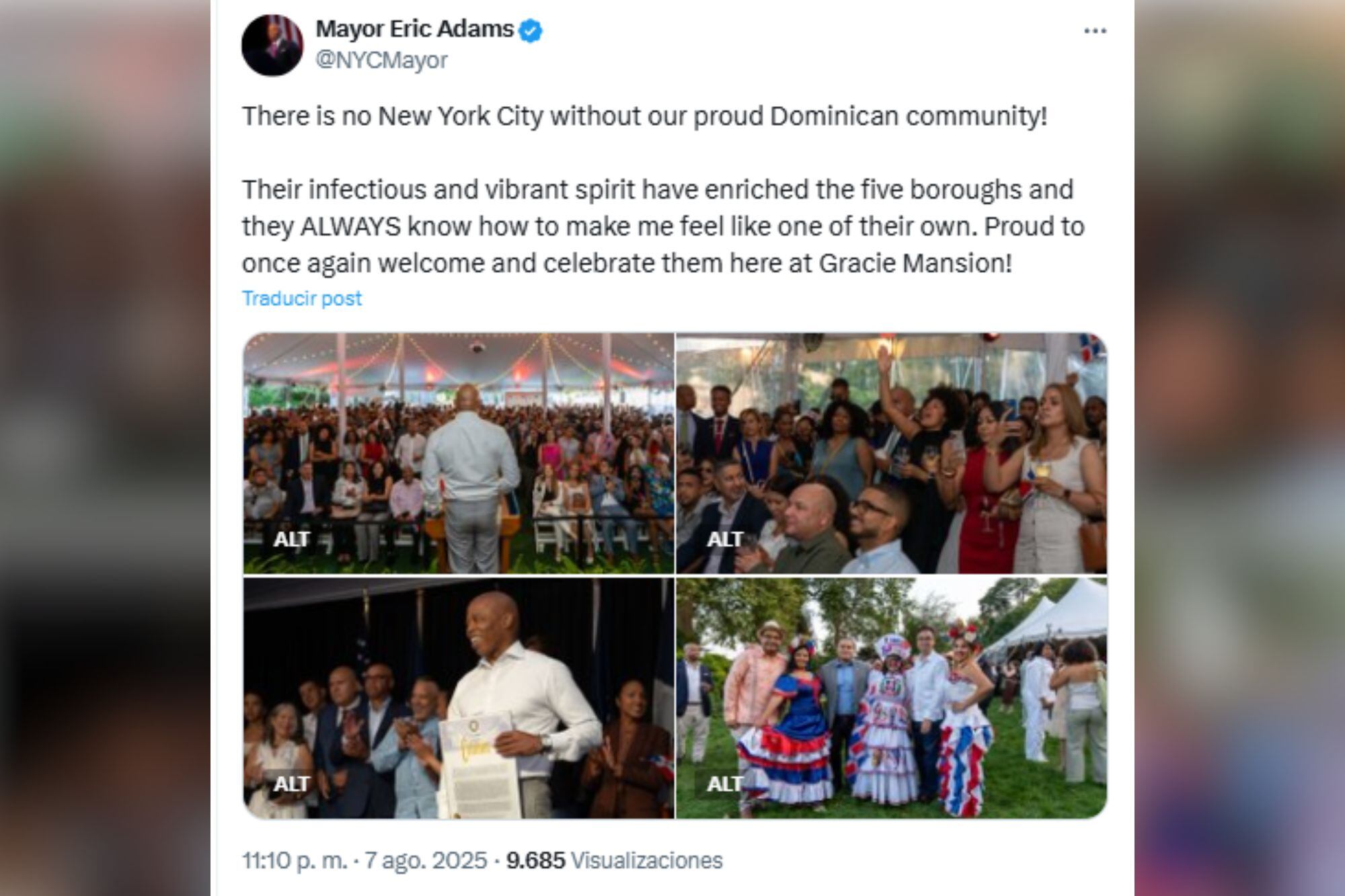El mensaje de Adams a la comunidad dominicana en Nueva York