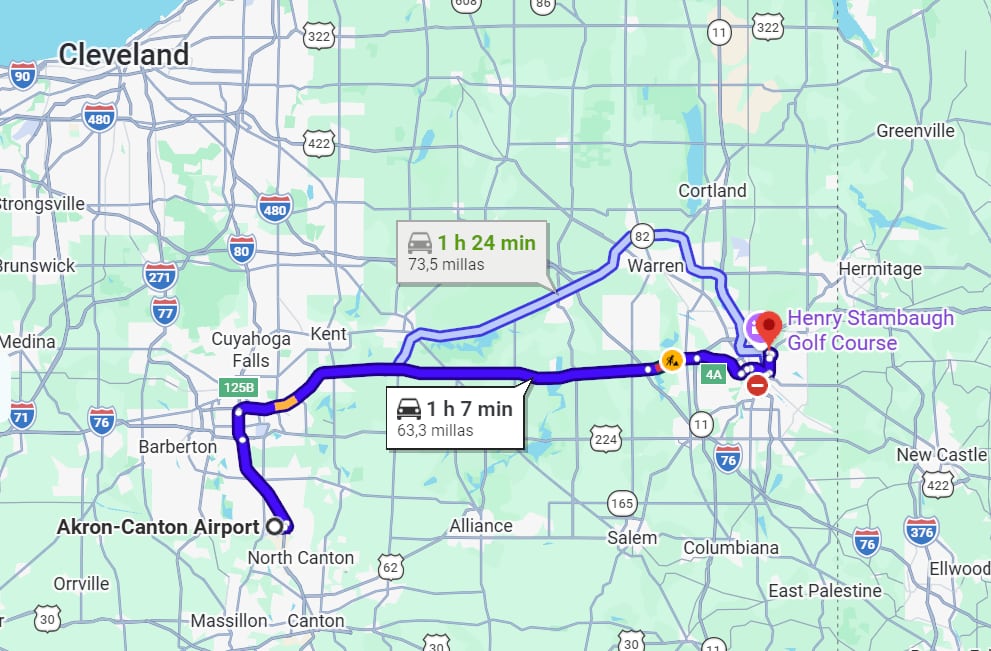 El Aeropuerto Regional de Akron-Canton en Ohio se ubica a una hora del Northeast Ohio Correctional Center