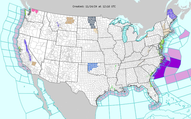 Las lluvias intensas en Alabama, Misisipi y Georgia podrían generar inundaciones en zonas bajas, según el NWS.