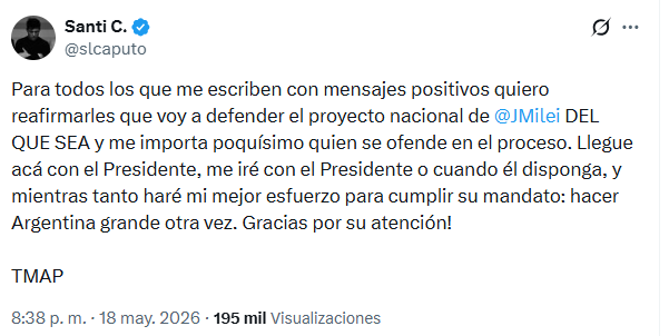 El tuit de Santiago Caputo