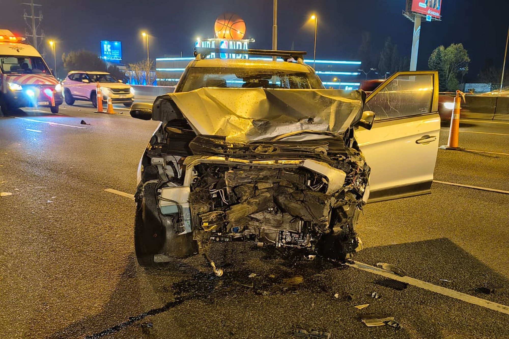 El auto que conducía el abogado Andrés Prieto