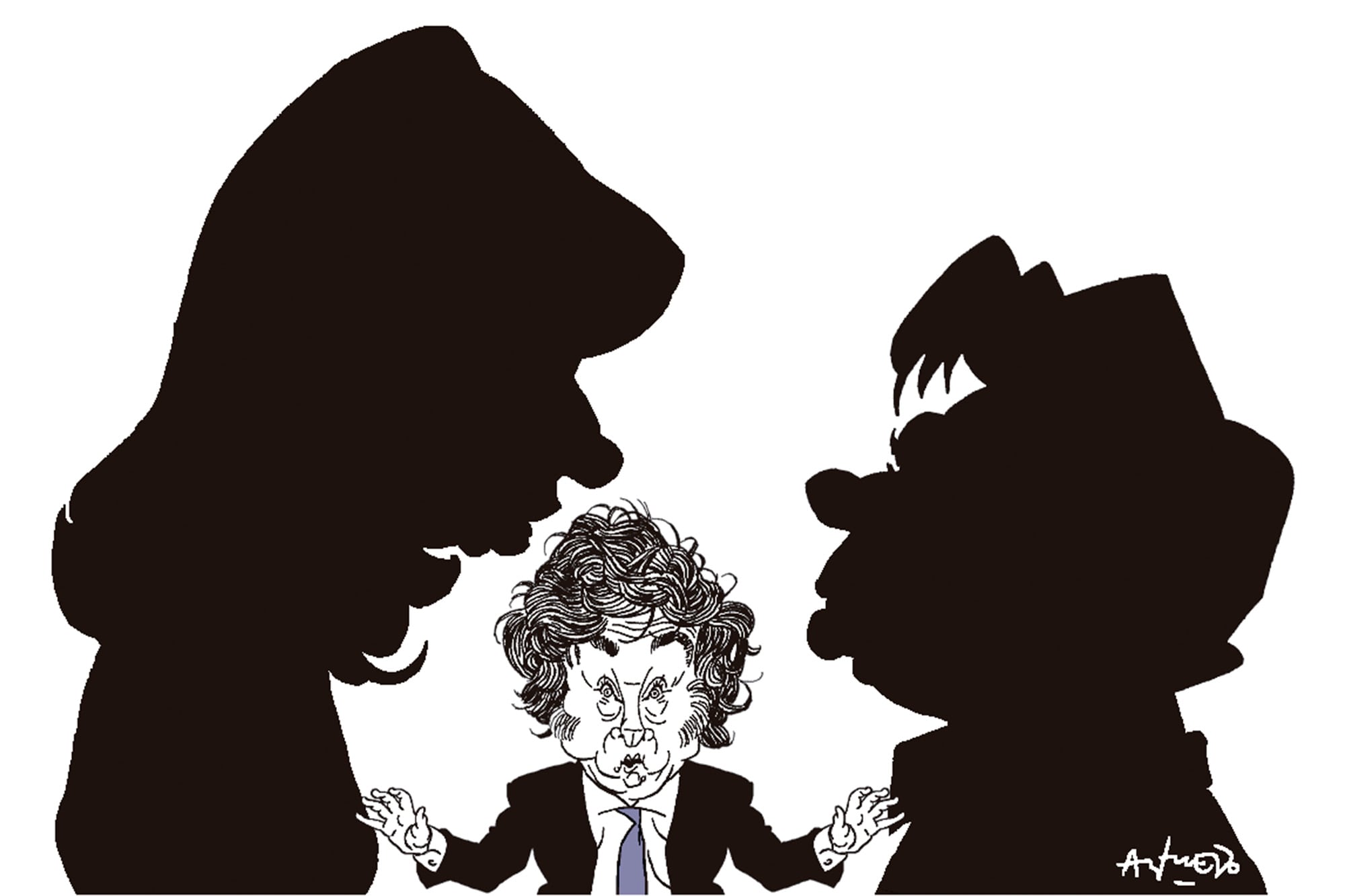 Cristina Kirchner, Javier Milei y Axel Kicillof