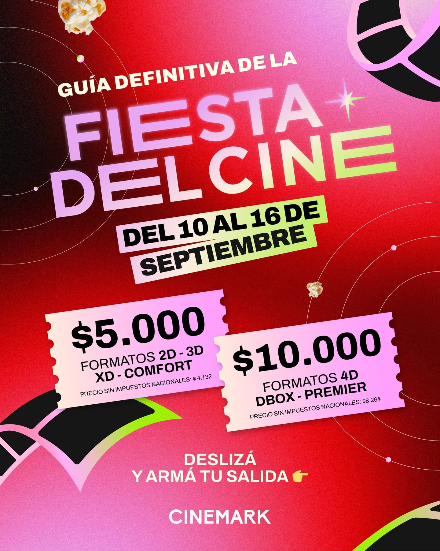Las entradas para formatos 2D-3D tienen un valor de $5000 y para 4D de $10.000 (Foto: Cinemark)