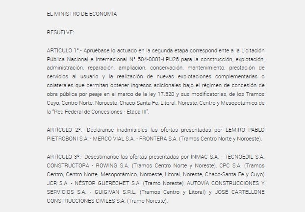 Los primeros artículos de la Resolución 1379/2026