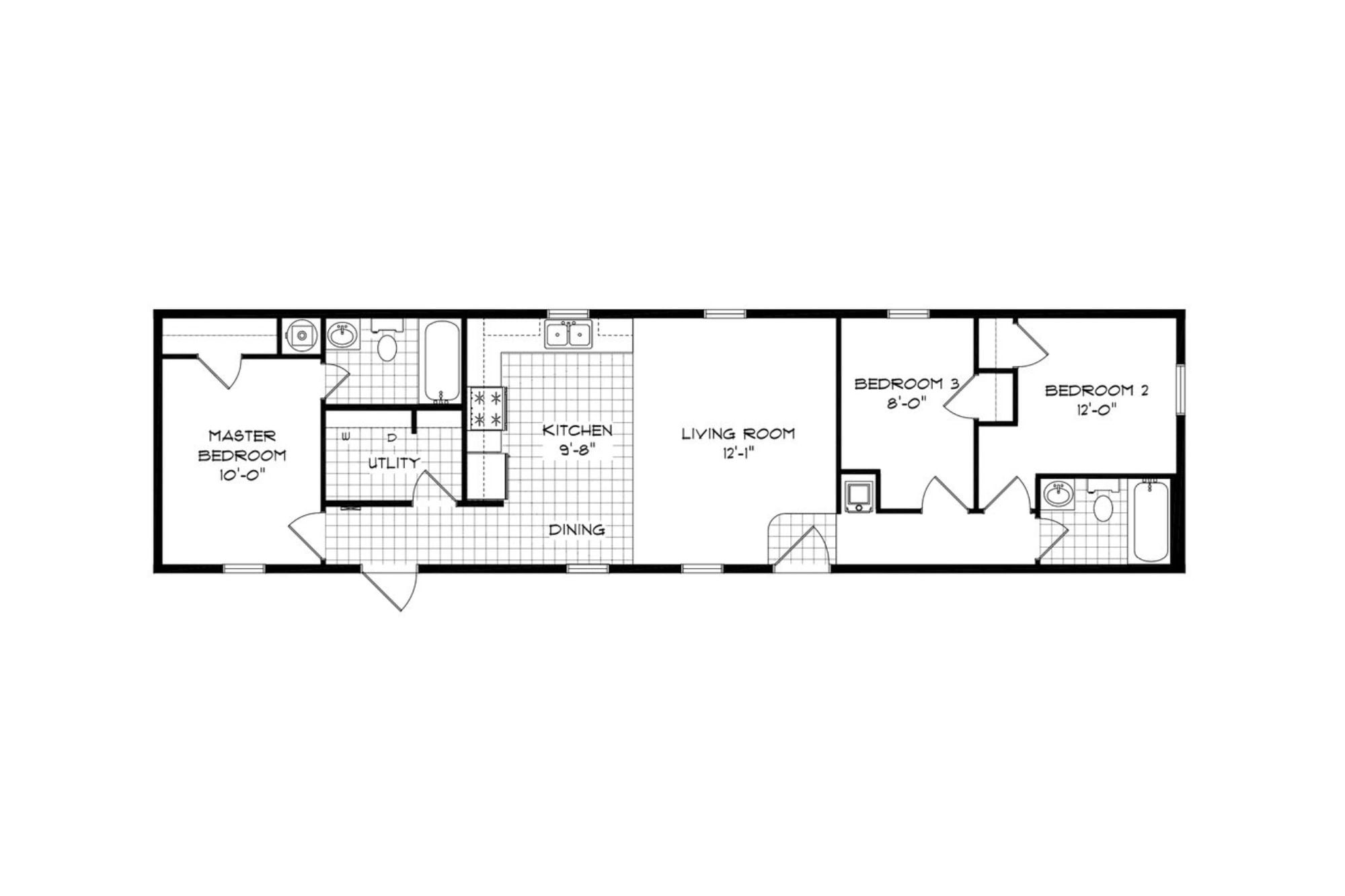 Un ejemplo de plano de una casa móvil en Estados Unidos