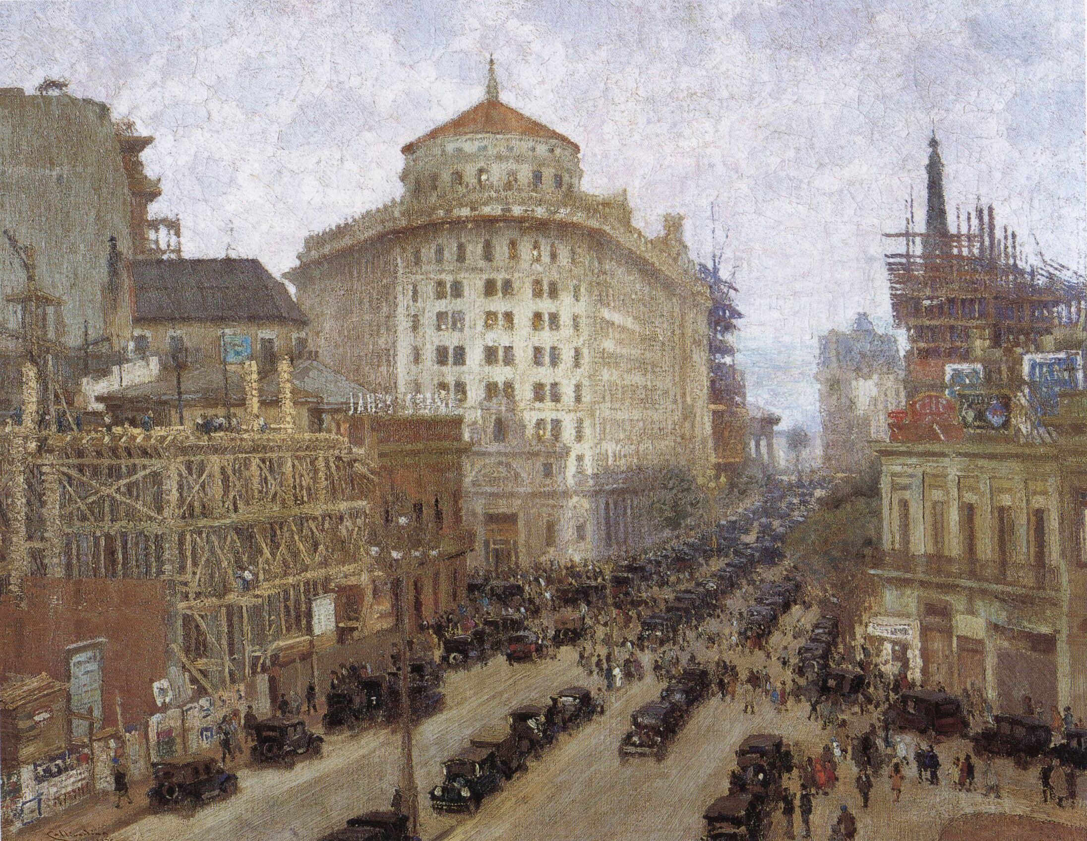 La esquina del Banco de Boston, en un óleo de Pio Collivadino
