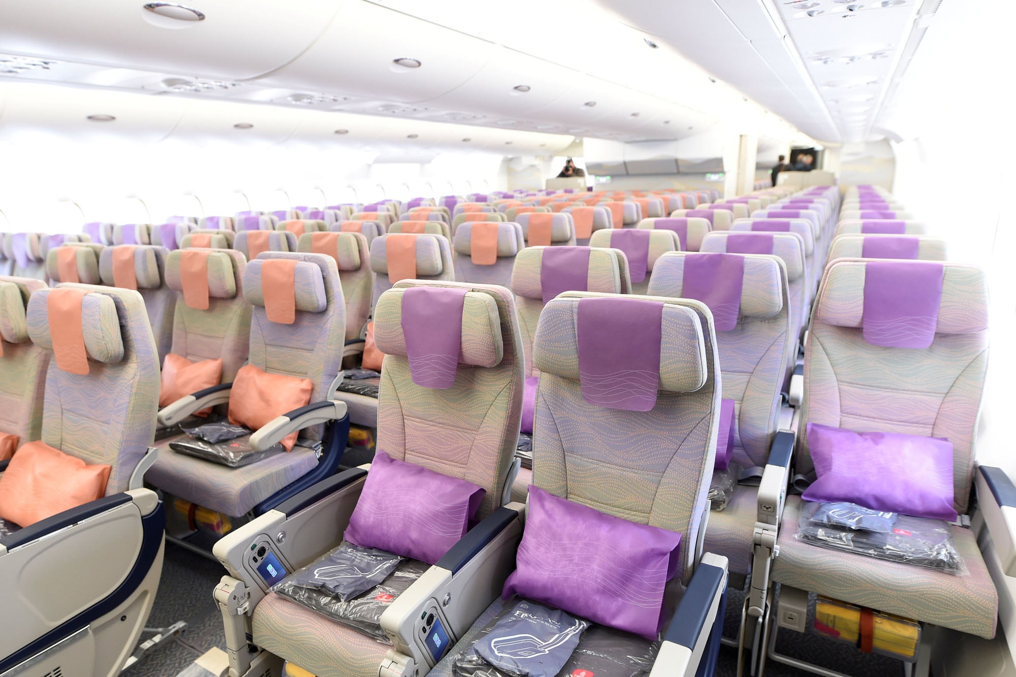 Vista general de la clase económica de un Airbus A380.