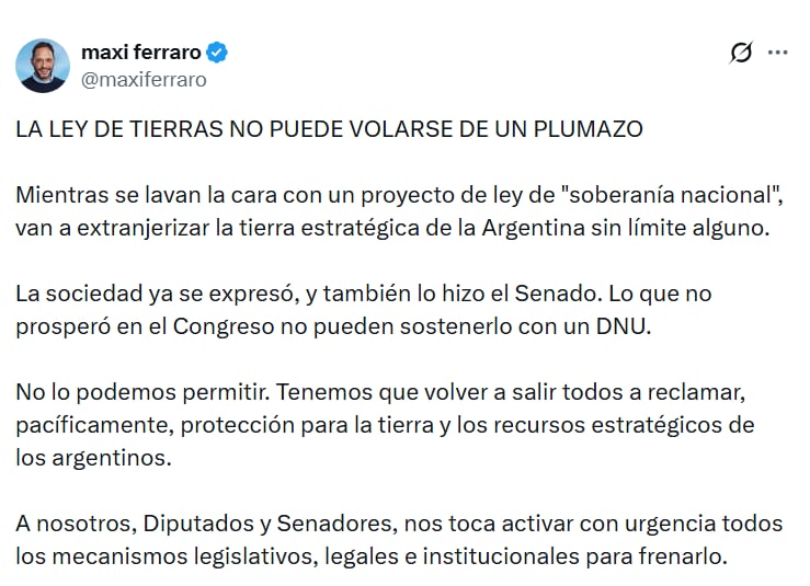 Maxi Ferraro, otra de las críticas