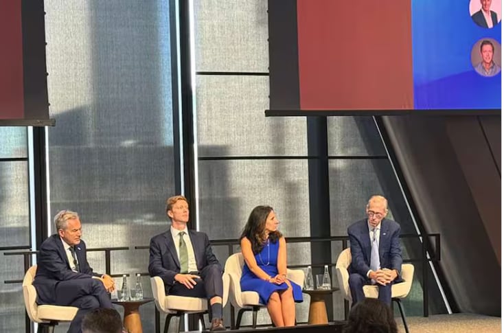 Martín Varsavsky (fundador de Prelude Fertility/Inception), Andrew McDonald (presidente y COO de Uber), Lynn Martin (presidenta del New York Stock Exchange) y Jim Fitterling (chairman y CEO de Dow)