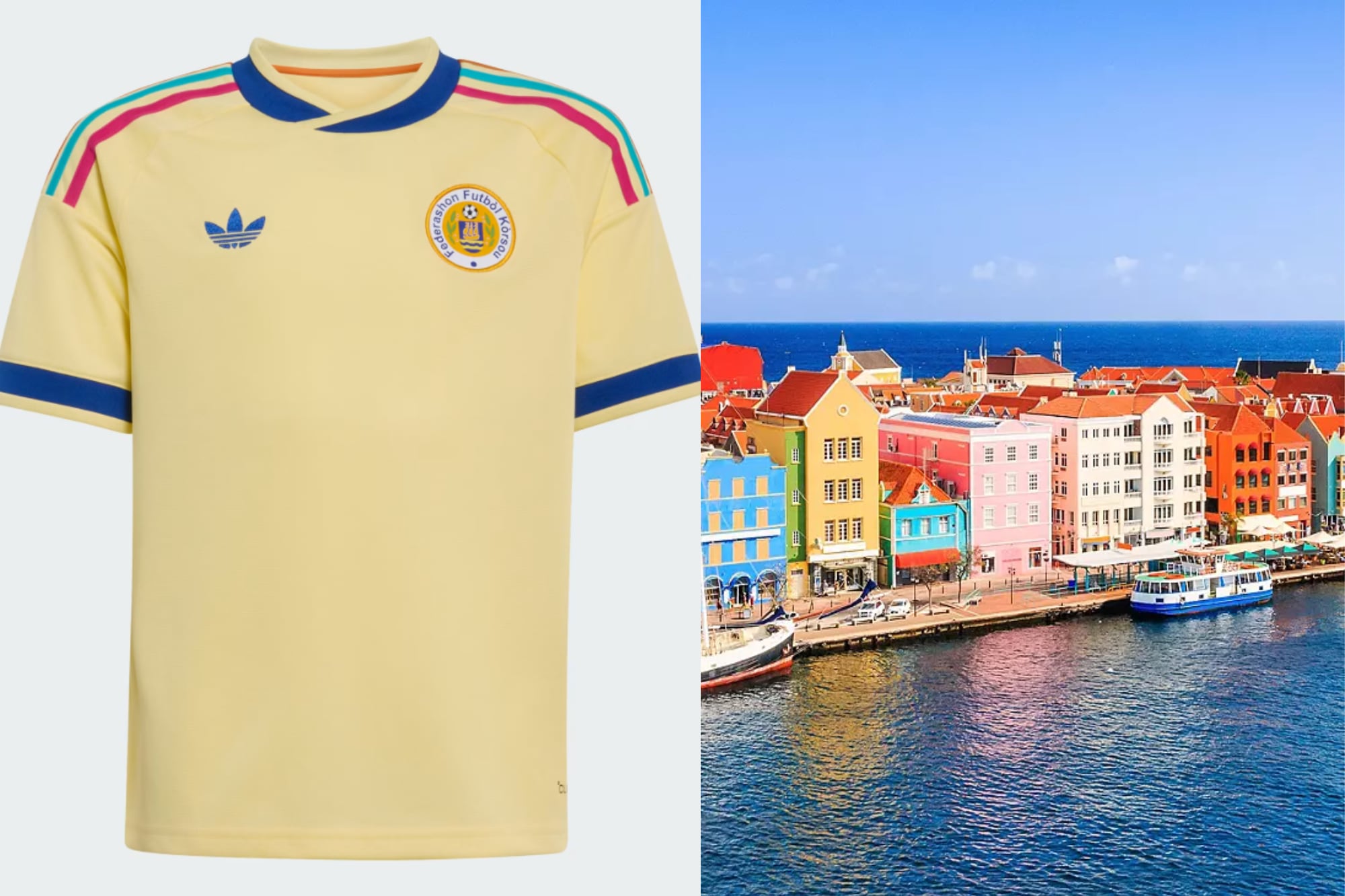 La remera suplente de Curazao representa las fachadas de las viviendas en la capital de la isla