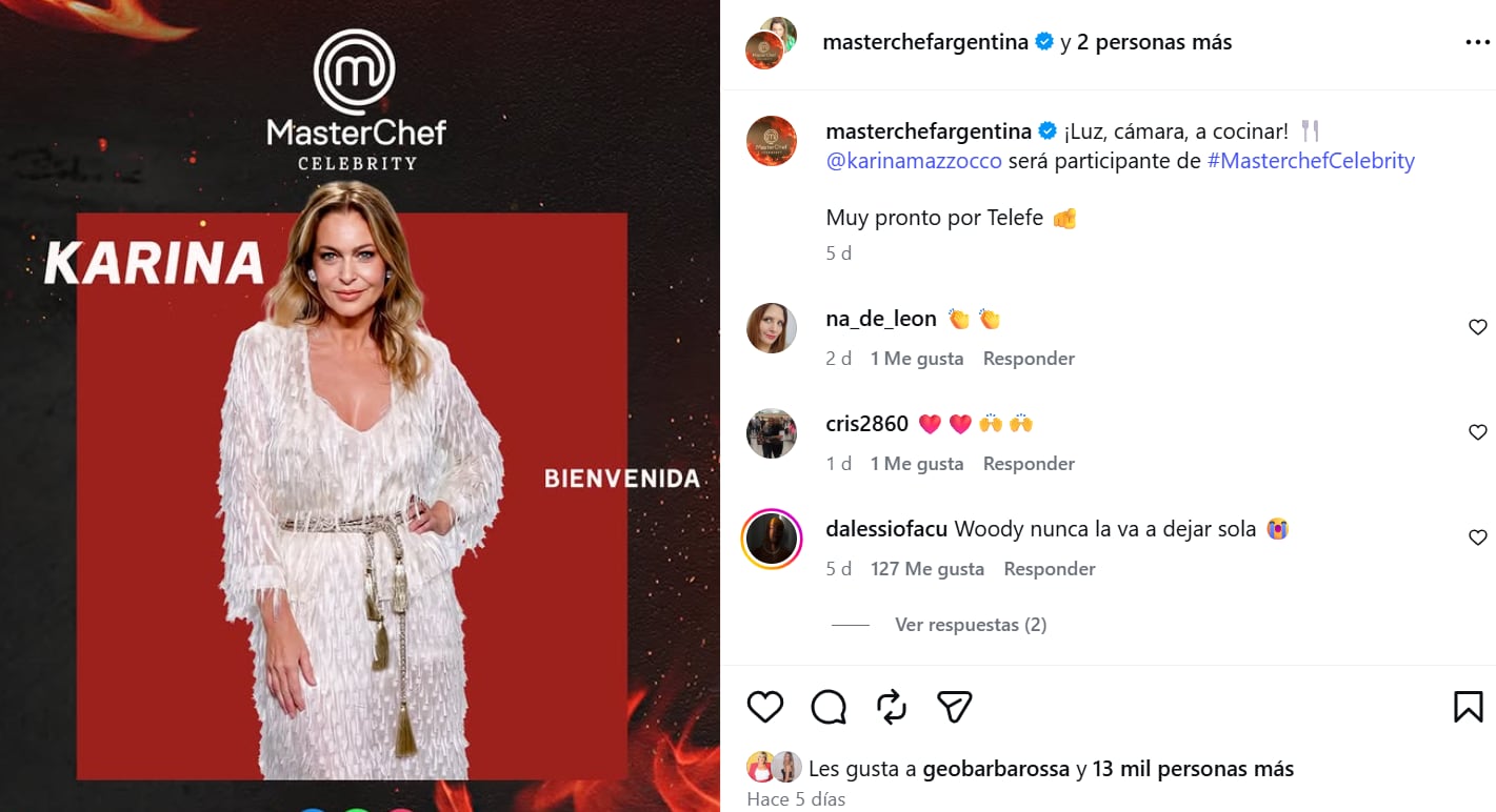 Así anunció Karina Mazzocco que estará en MasterChef Celebrity
