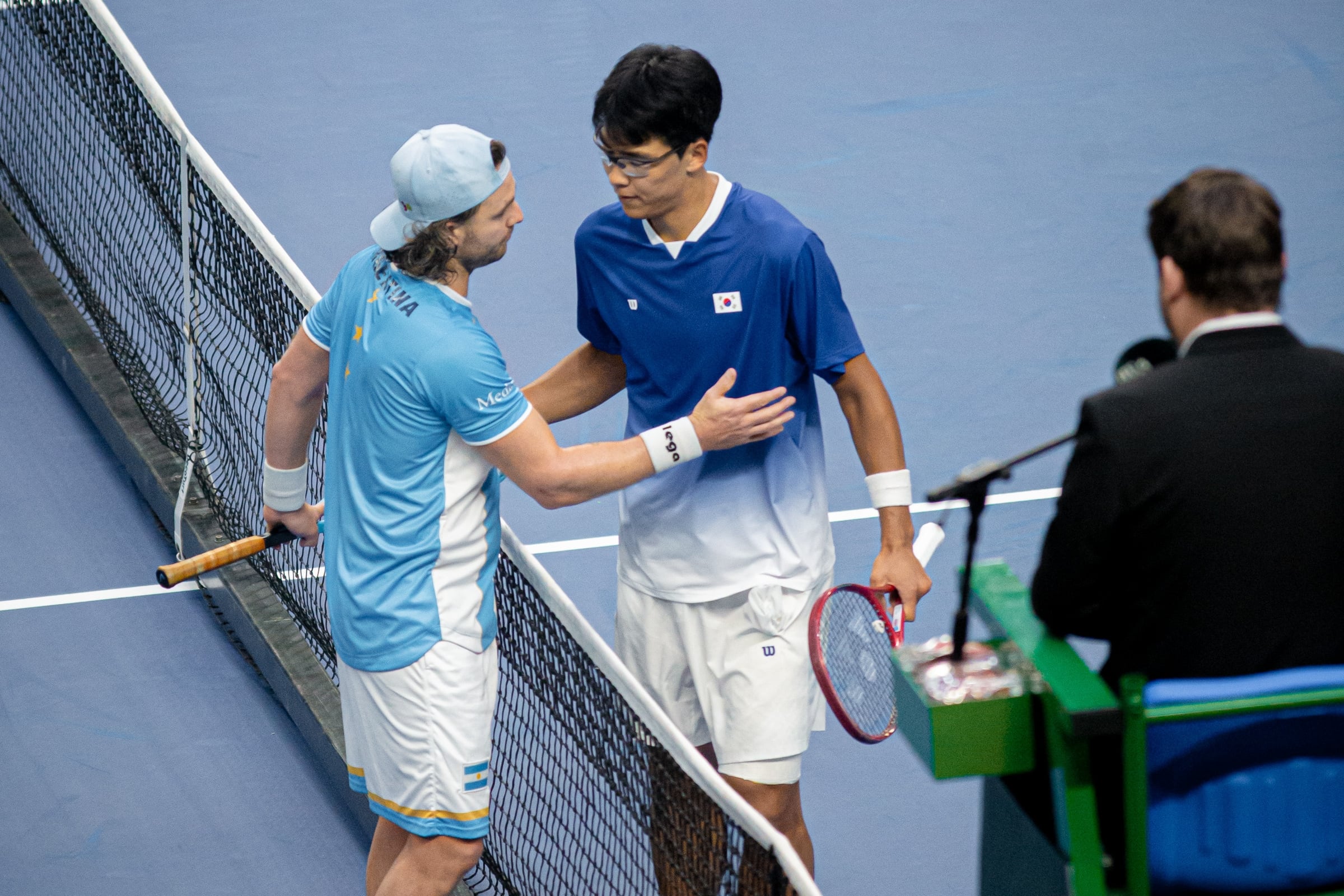 En febrero, Trungelliti y Chung en Busan: el surcoreano logró el 3-2 y los locales avanzaron a la segunda ronda de los Qualifiers de la Copa Davis