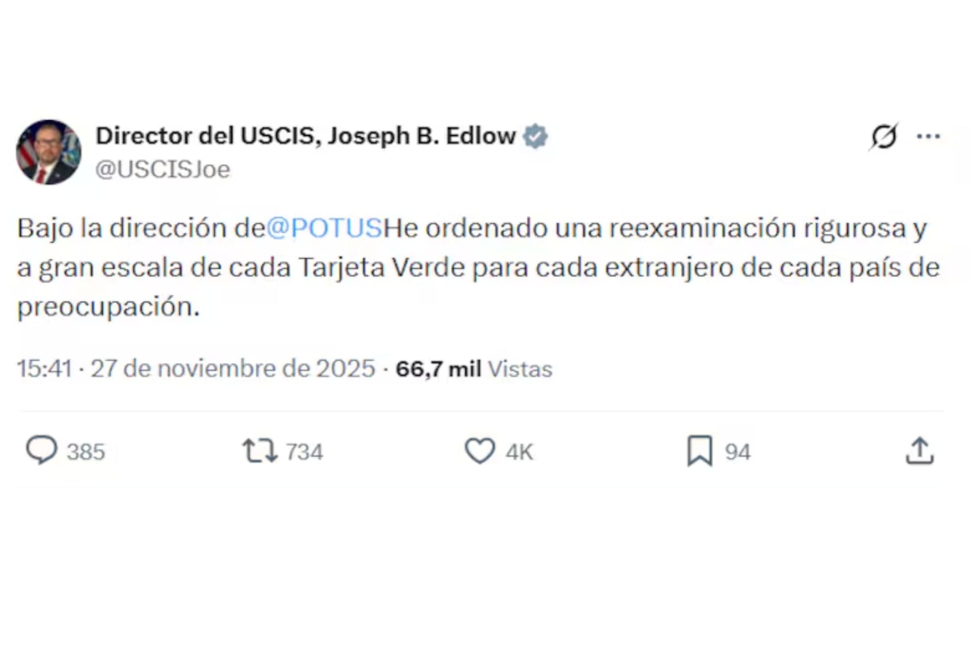 El Uscis no ha especificado mayores detalles sobre la revisión de la green card