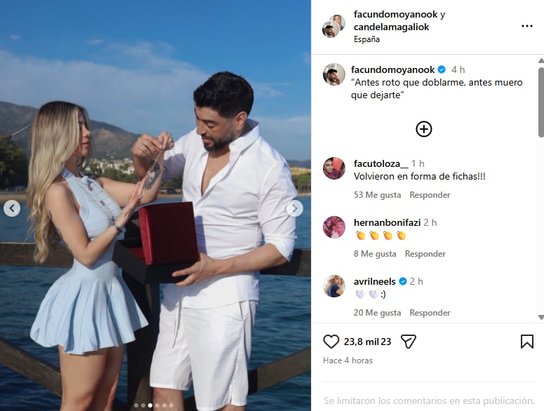 Facundo Moyano y Candela Arizaga compartieron nuevas fotos de su encuentro en Madrid: “Antes muero que dejarte”