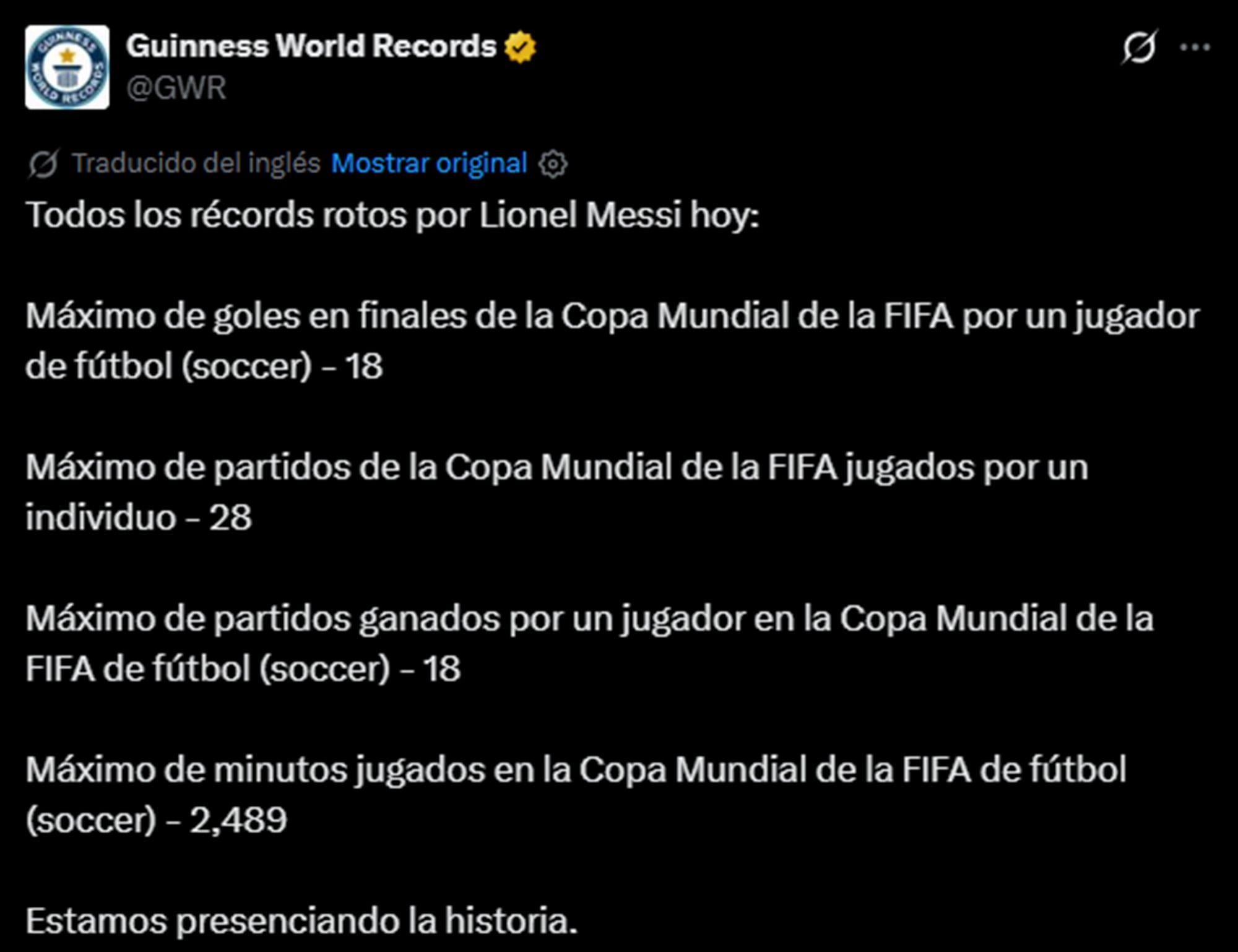 Messi rompió cuatro récords históricos del Mundial