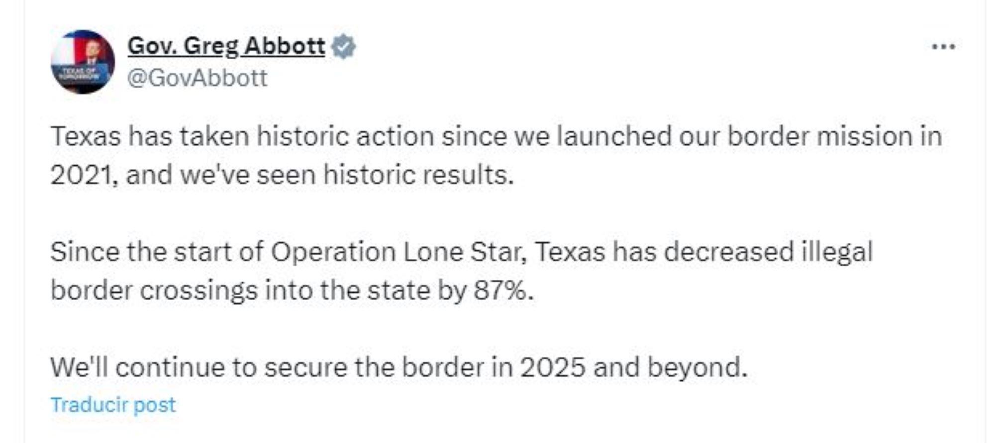 Greg Abbott anunció que reforzará los controles fronterizos en 2025