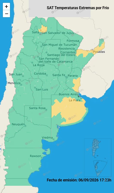 Las alertas por frío para este lunes