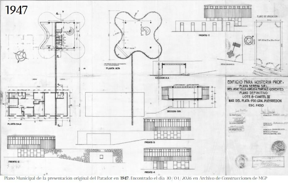 Plano original del Parador Ariston, la única obra en América Latina del húngaro Marcel Lajos Breuer