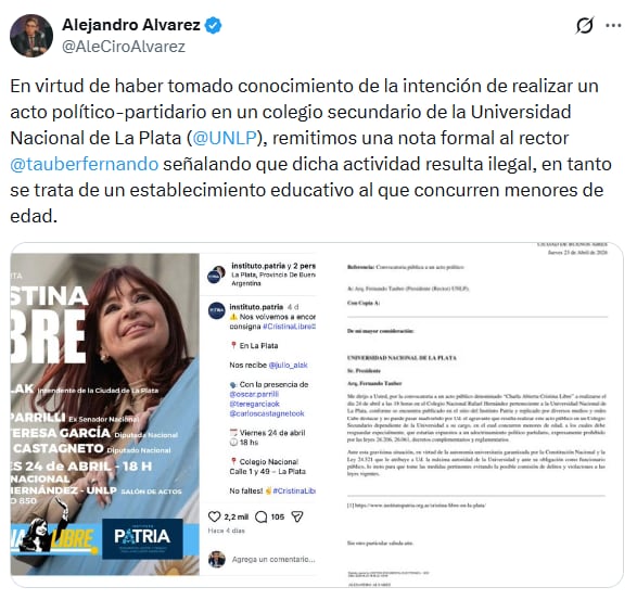 La intimidación que Alejandro Álvarez envió al rector de la universidad