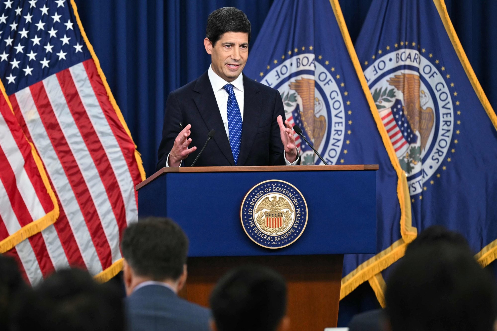 El presidente de la Reserva Federal, Kevin Warsh, en una conferencia de prensa este miércoles.