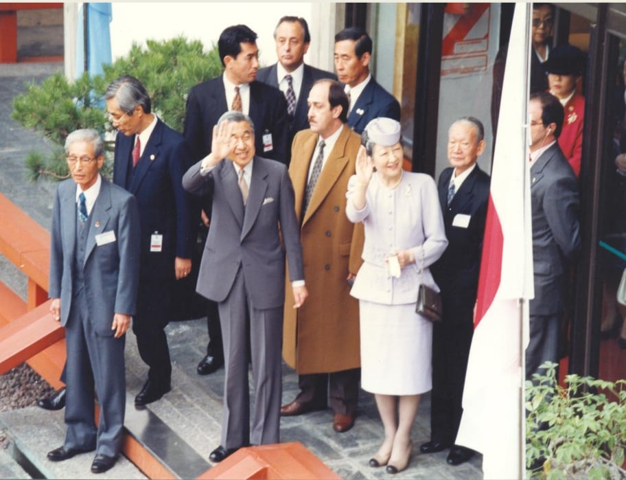 La visita de los emperadores al Jardín Japonés de Palermo en 1997