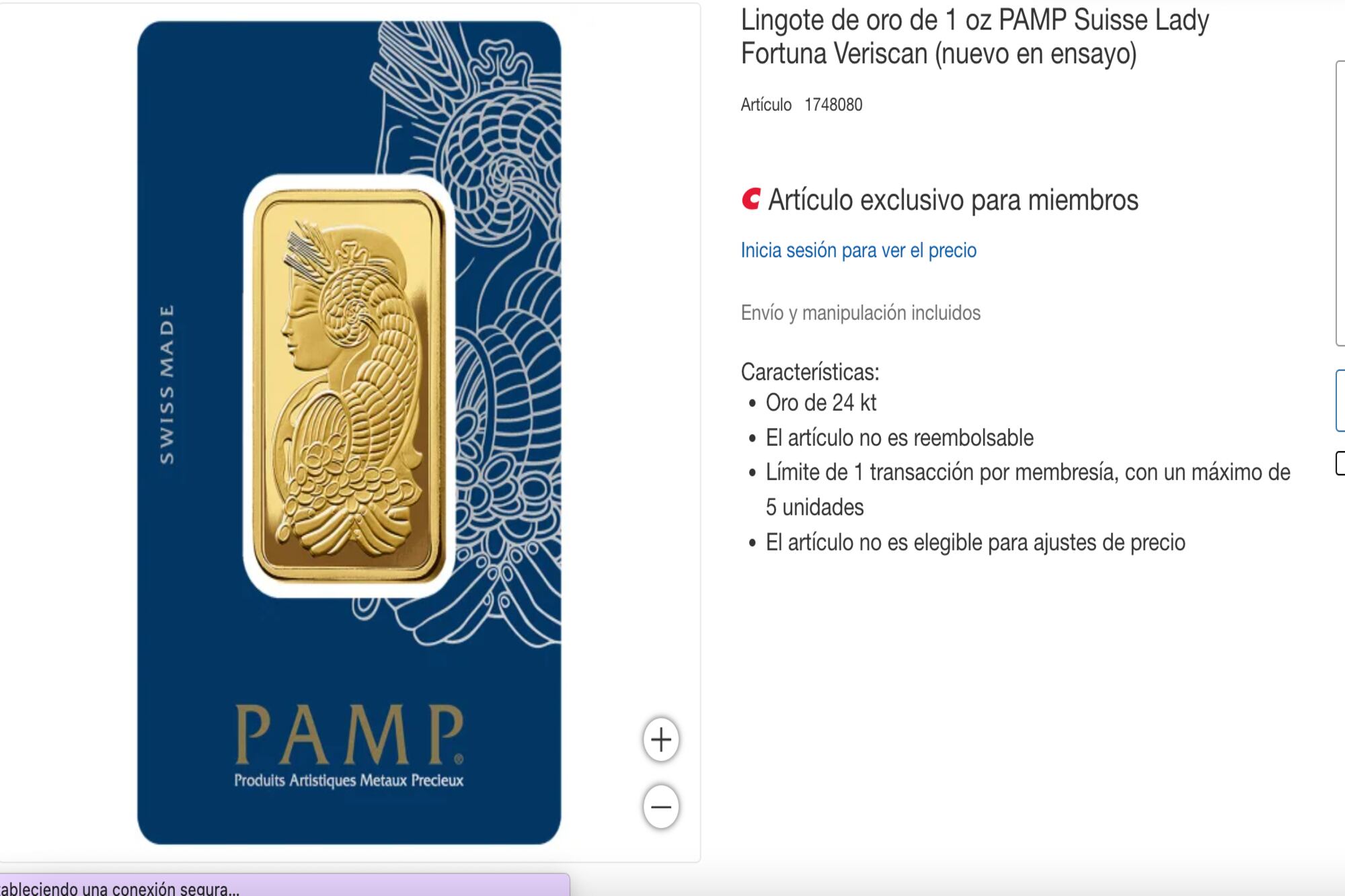 Las barras de oro de Costco no admiten devoluciones, por lo que cada compra se considera una operación final y definitiva